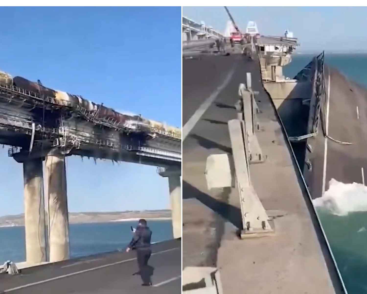 Podul Kerci avariat de o explozie